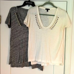 JCREW Shirt Bundle - Grey and Cream Scoopneck Top